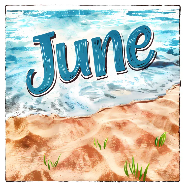 June Text with Beach Theme