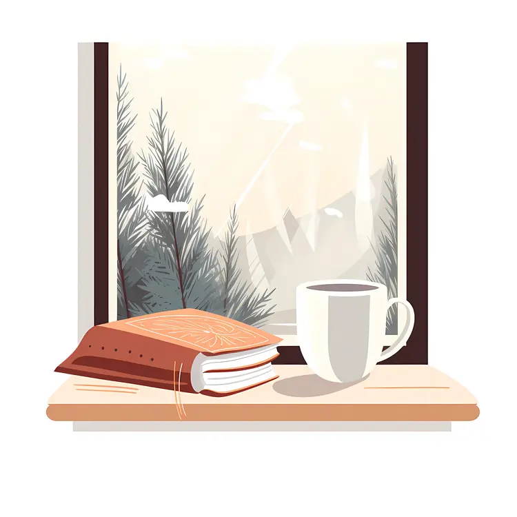 Cup and Book with Pillow by the Window