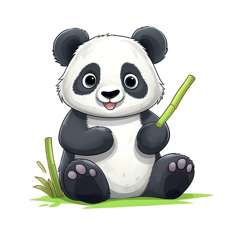 Cute Panda with Bamboo