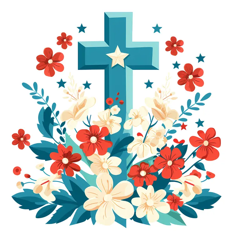 Floral Cross Symbol of Faith