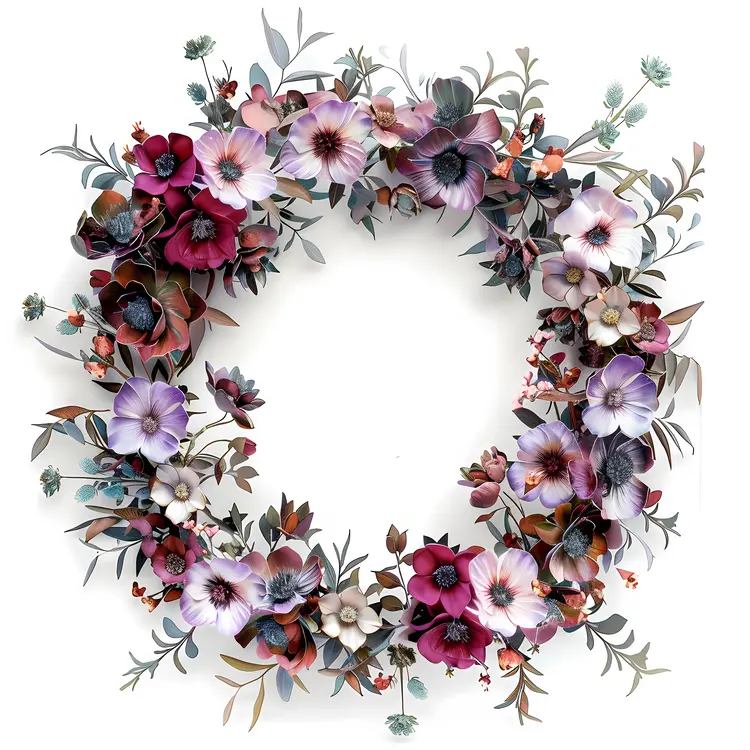 Purple and Red Floral Wreath
