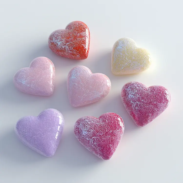 Pastel Glossy Heart Shapes