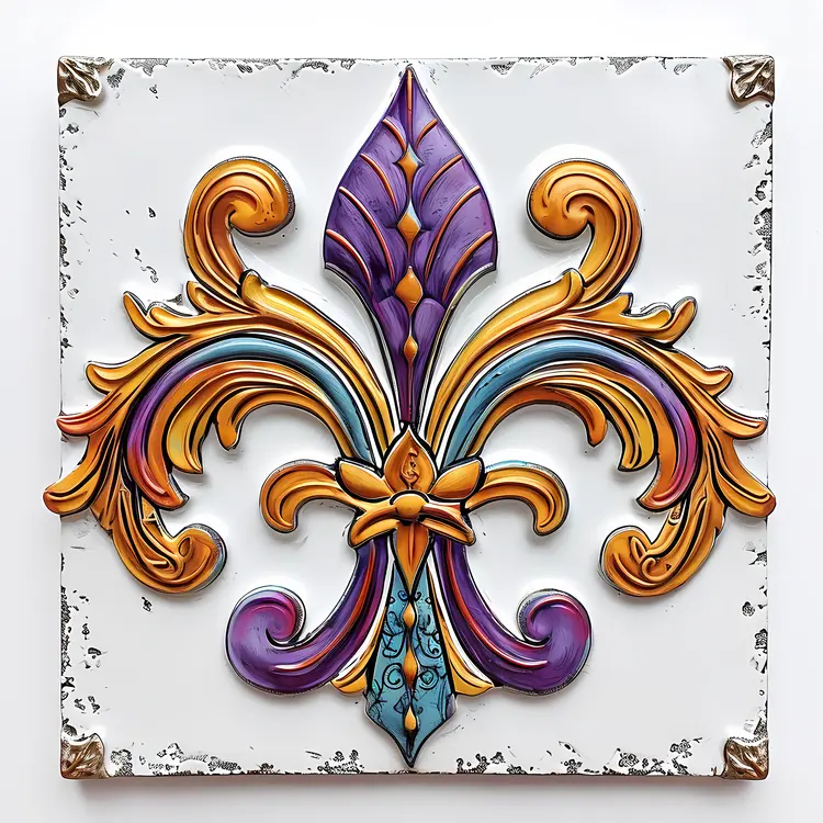 Colorful Fleur-de-lis Ornament Design