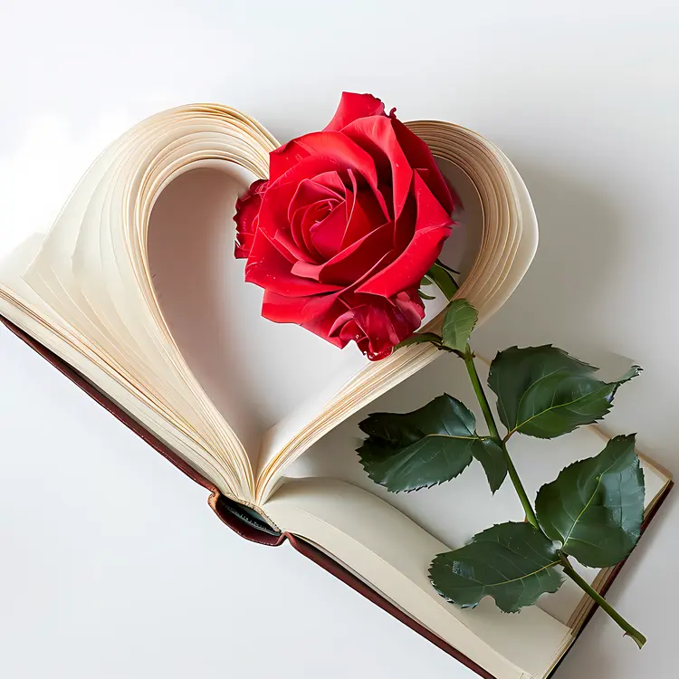 Rose on Heart-Shaped Book