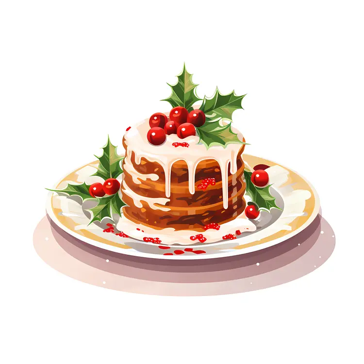 Stacked Christmas Pudding with Holly