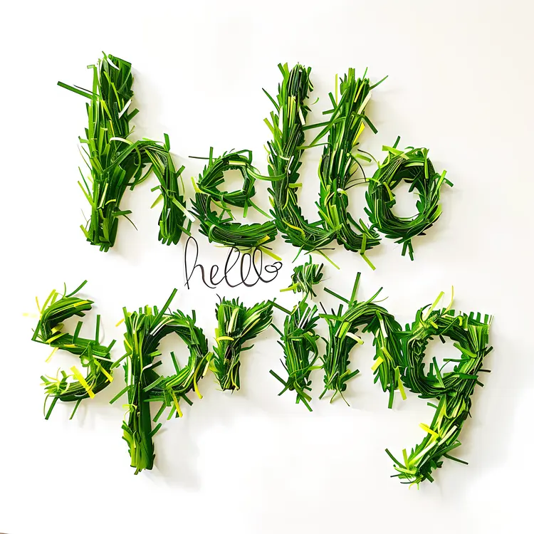 Green Grass Hello Spring Text