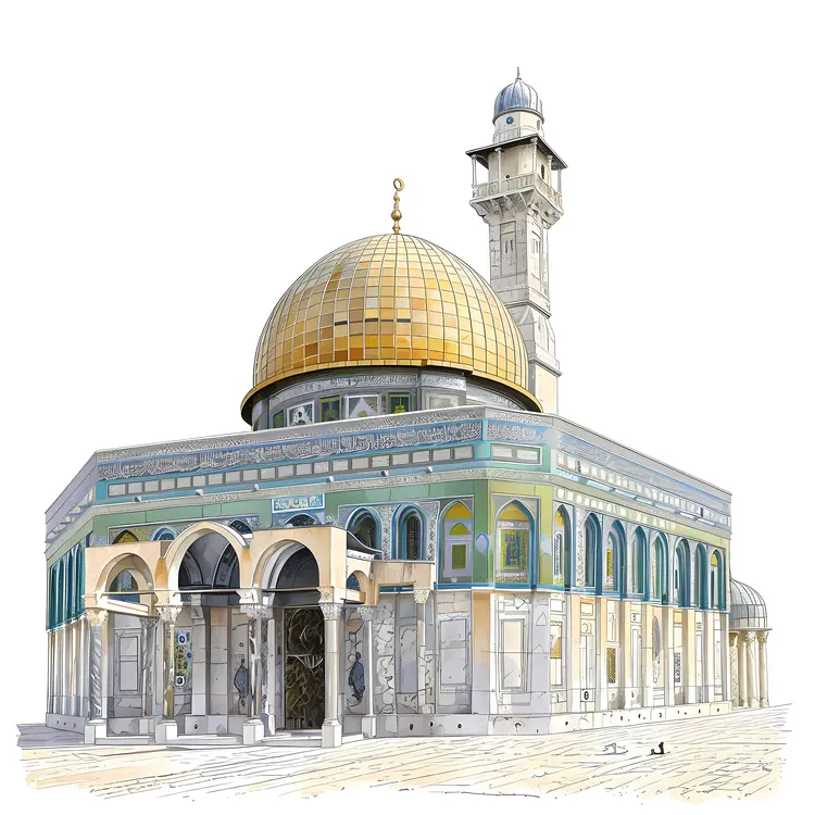 Golden Dome Mosque with Minaret