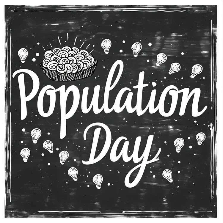 Population Day Chalkboard with Light Bulbs