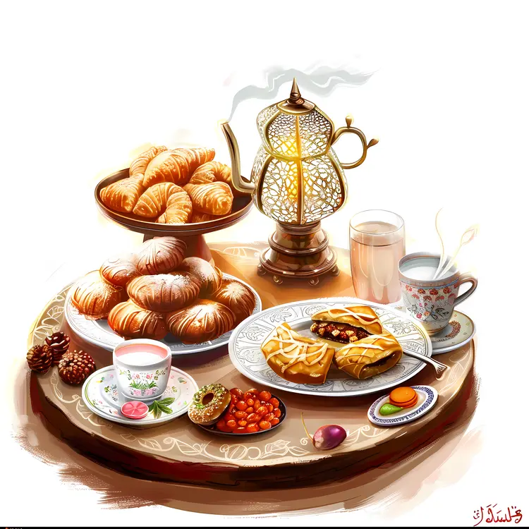 Traditional Food with Tea and Sweets