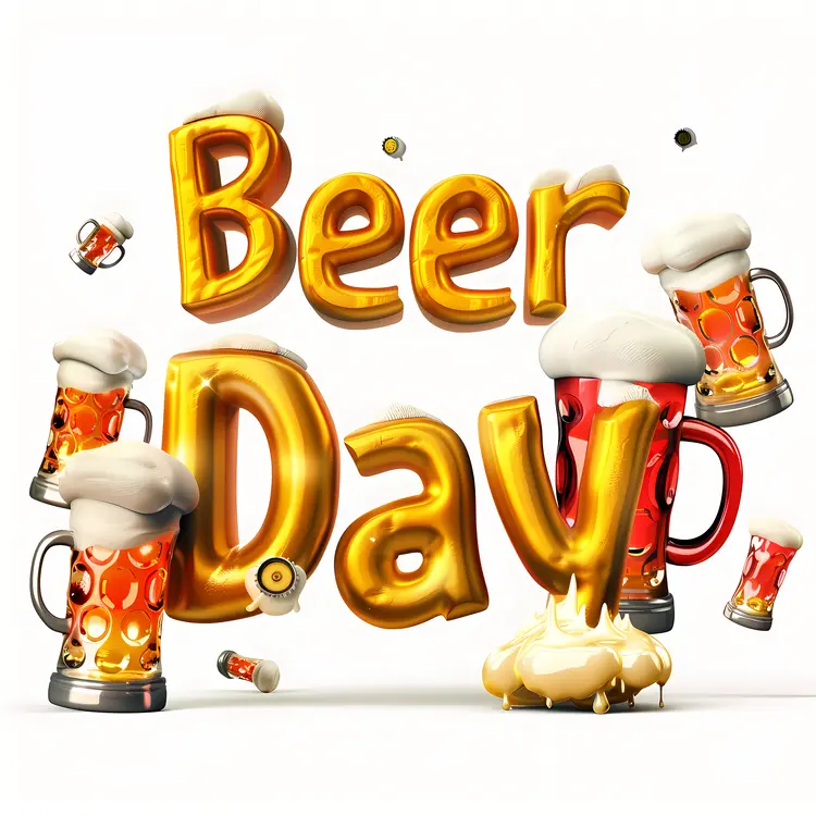 Beer Day Celebration with Floating Mugs