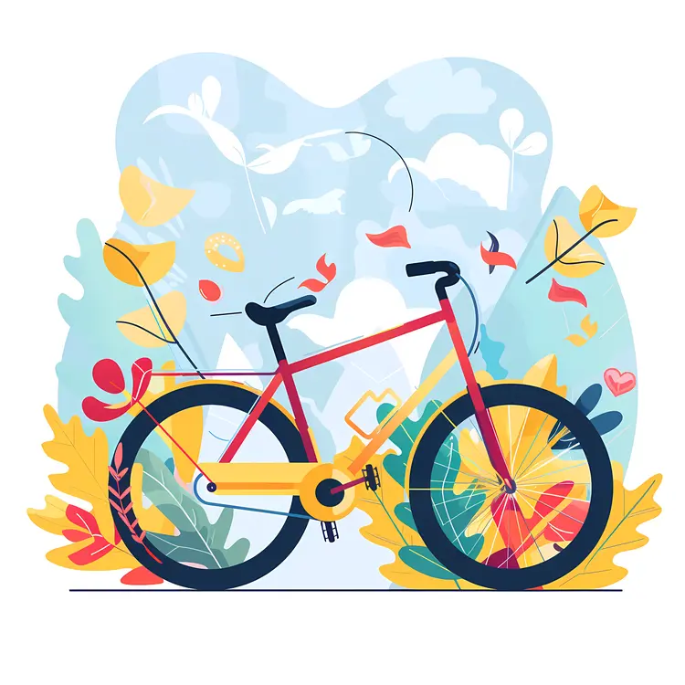 Yellow Bicycle with Floral Background