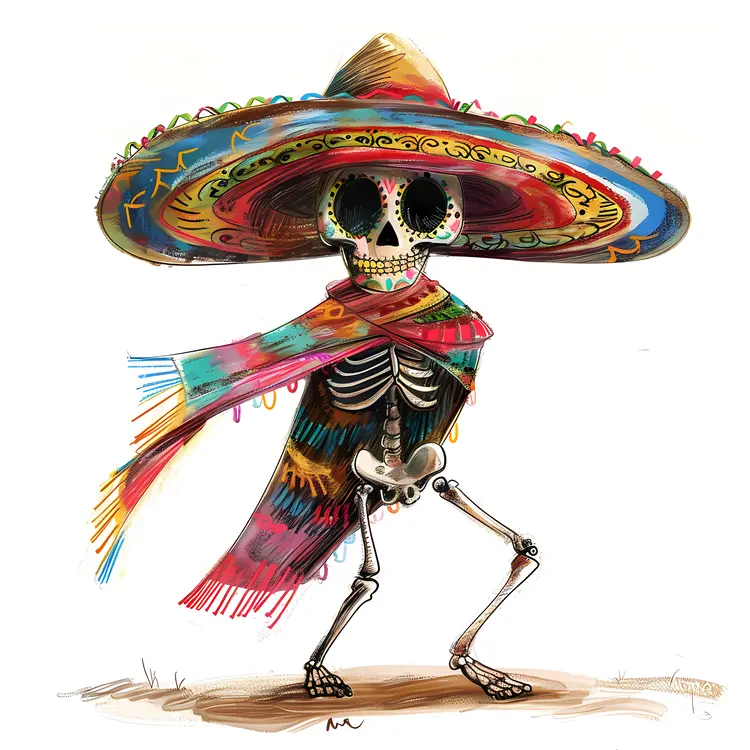 Skeleton with Sombrero for Day of the Dead