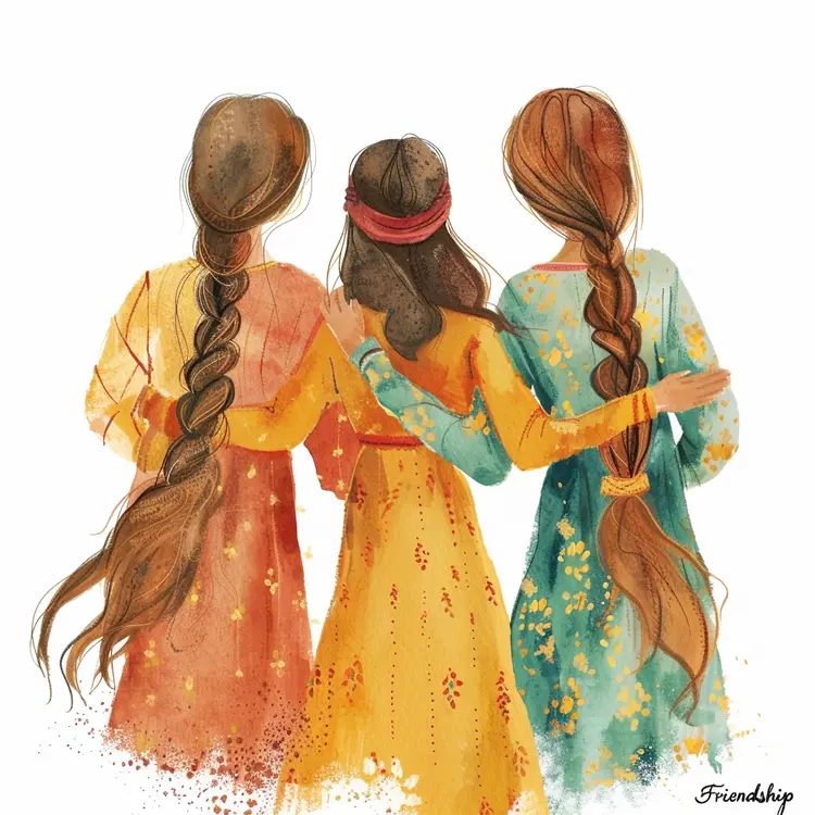 Colorful Illustration of Three Friends