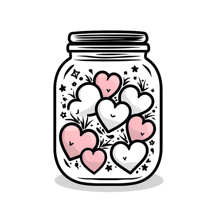 Black and White Hearts in a Jar