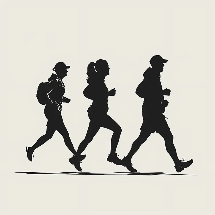 Silhouette of Runners in Motion