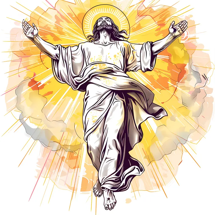 Jesus Ascending with Sunlight