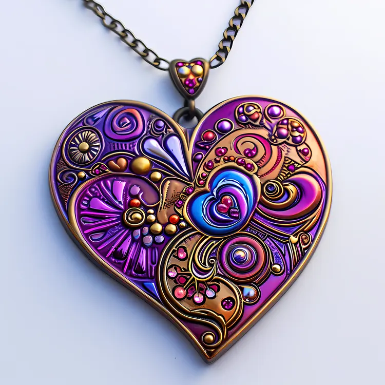 Ornate Colorful Heart Pendant