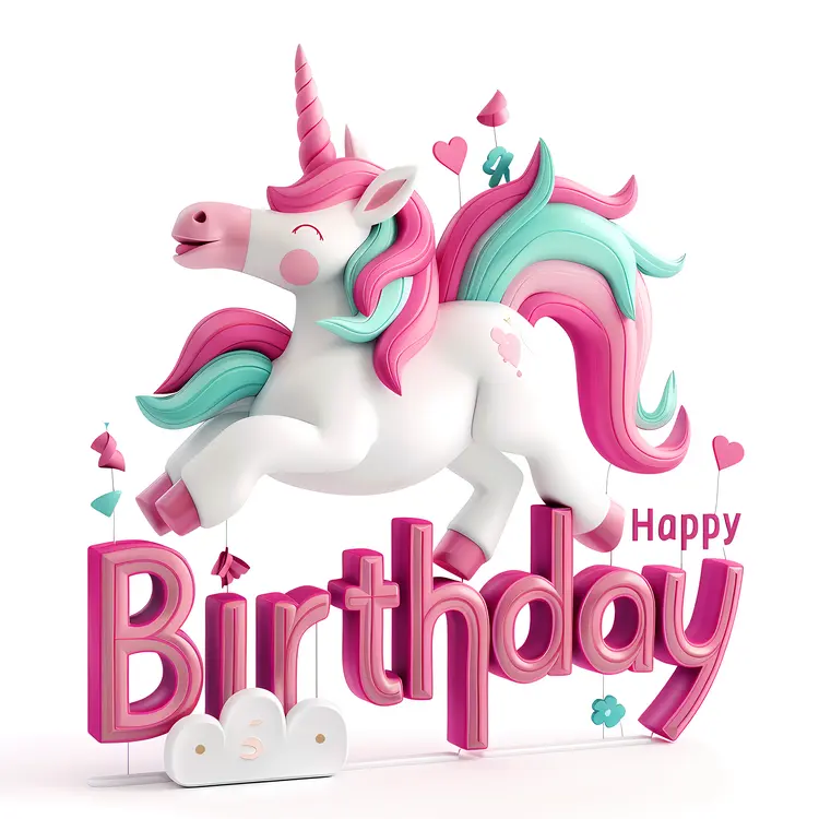 Happy Birthday with Colorful Unicorn