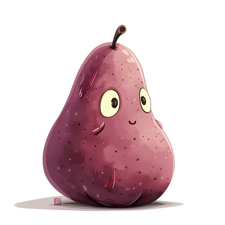 Cute Purple Pear Cartoon Illustration