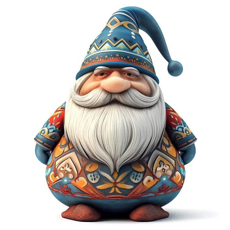 Blue Gnome with Intricate Patterns