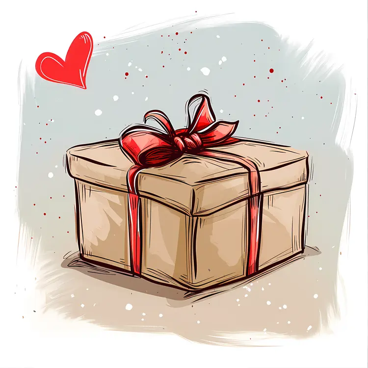 Charming Gift Box with Red Ribbon