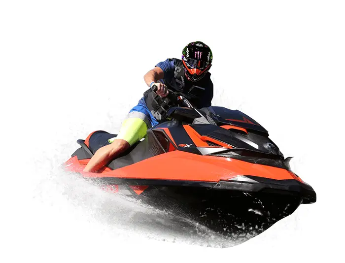 Orange and Black Jet Ski in Action