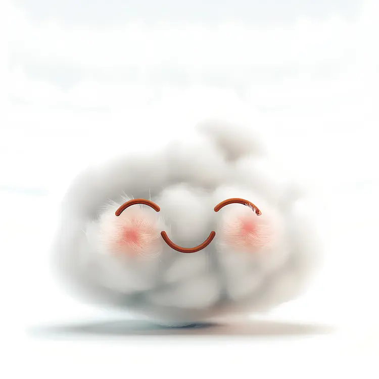 Cute Smiling White Fluffy Cloud