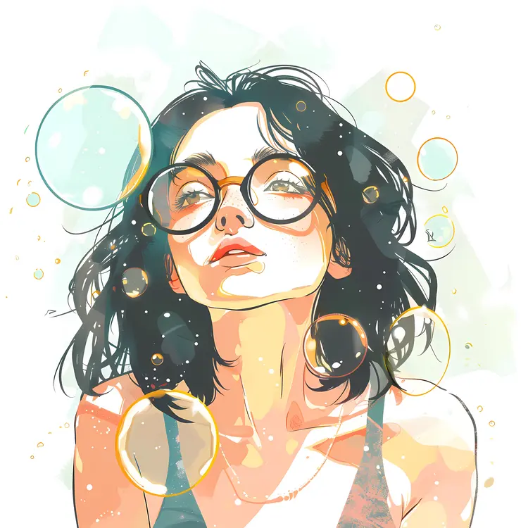 Woman with Bubbles and Glasses