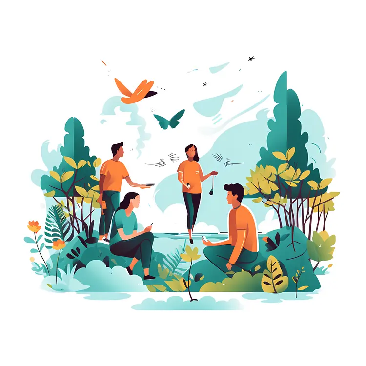 Family Enjoying Nature in Park