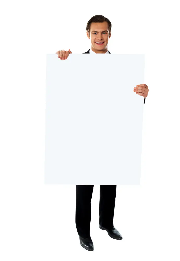 Man Holding Blank Sign for Advertisement