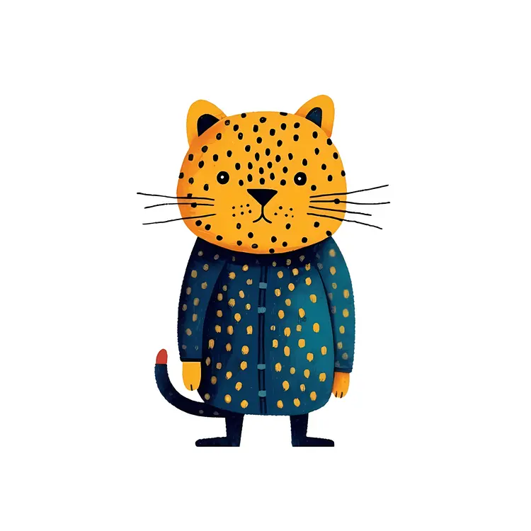 Leopard in Blue Coat Illustration