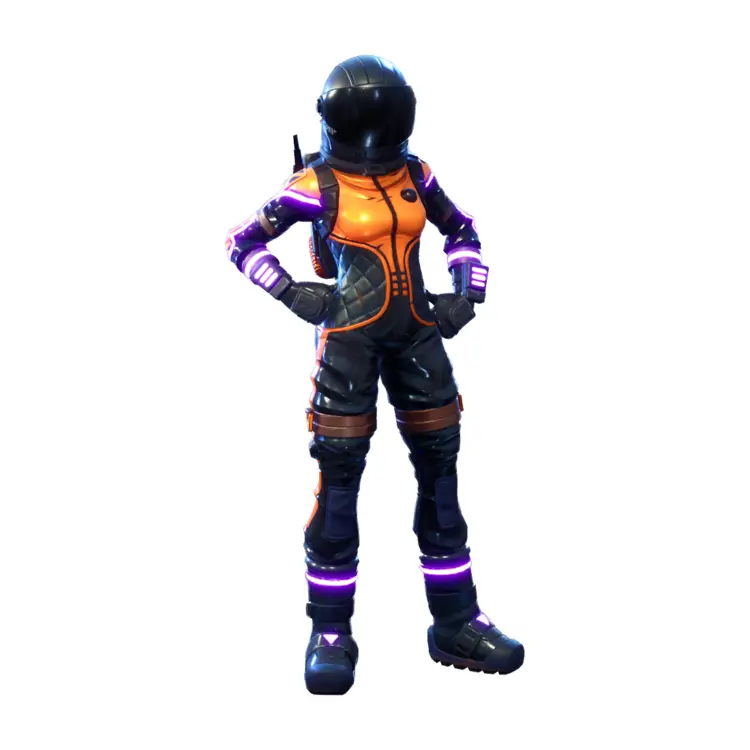 Astronaut Game Character in Orange and Black Suit