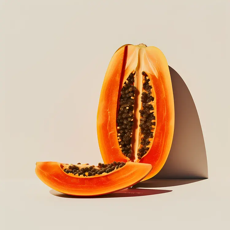 Sliced Papaya with Shadow