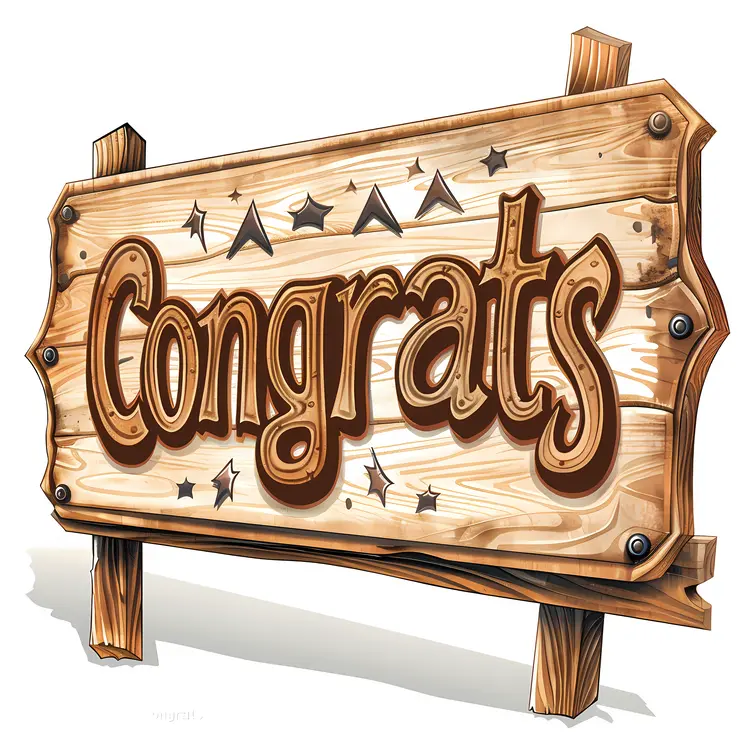 Wooden Congrats Sign with Stars