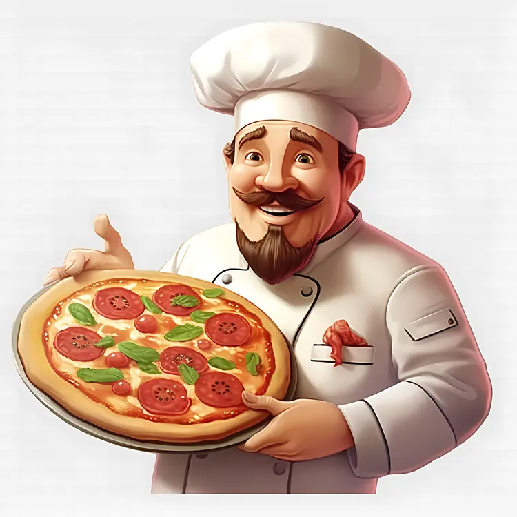 Chef Presenting Pepperoni Pizza
