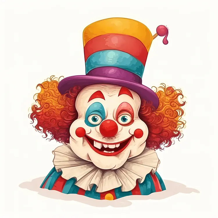 Joyful Clown with Tall Hat