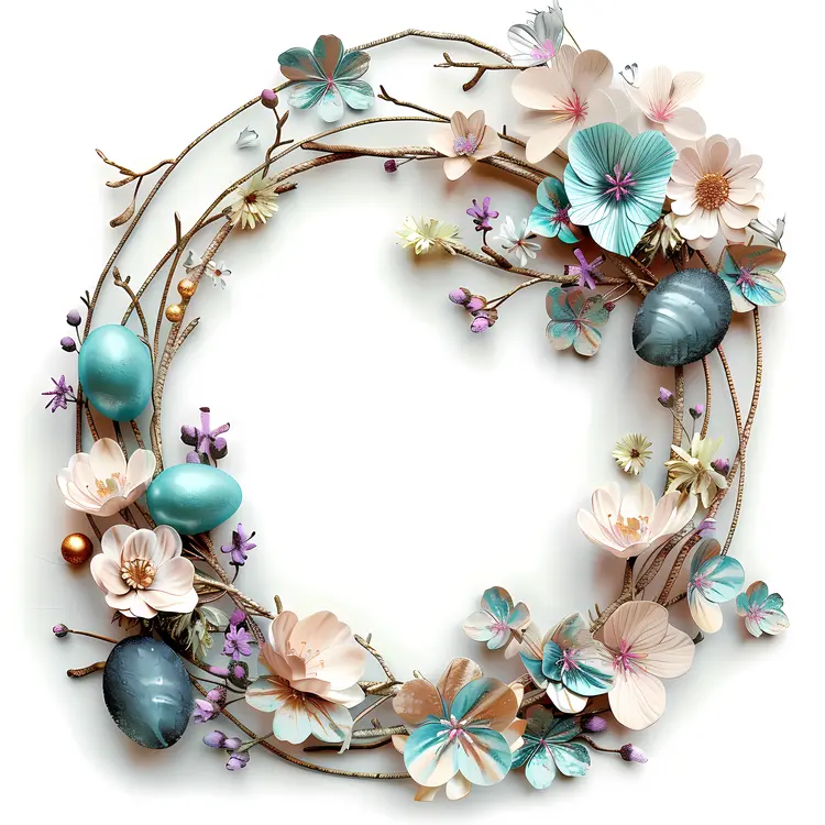 Floral Wreath with Easter Eggs