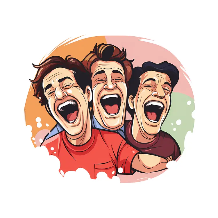 Three Happy Men Laughing
