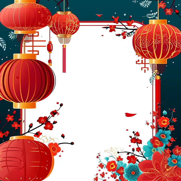 Festive Red Lanterns with Floral Decorations
