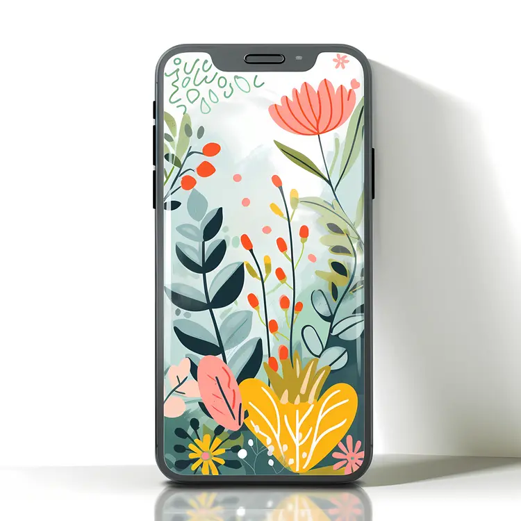 Smartphone with Colorful Floral Wallpaper