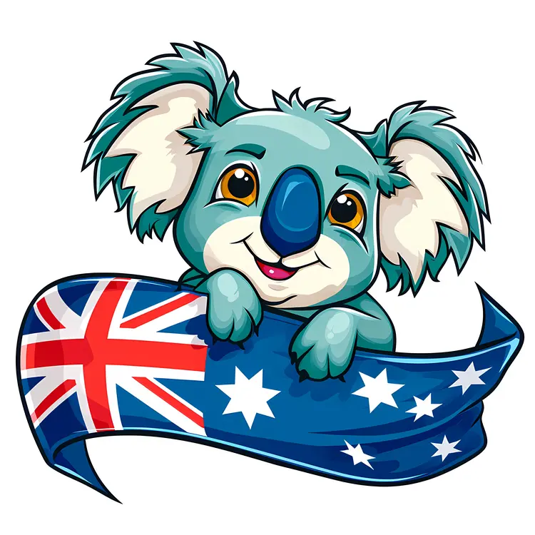 Cute Koala with Australian Flag
