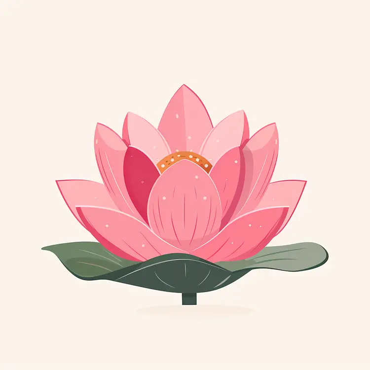 Pink Lotus Flower with Leaf