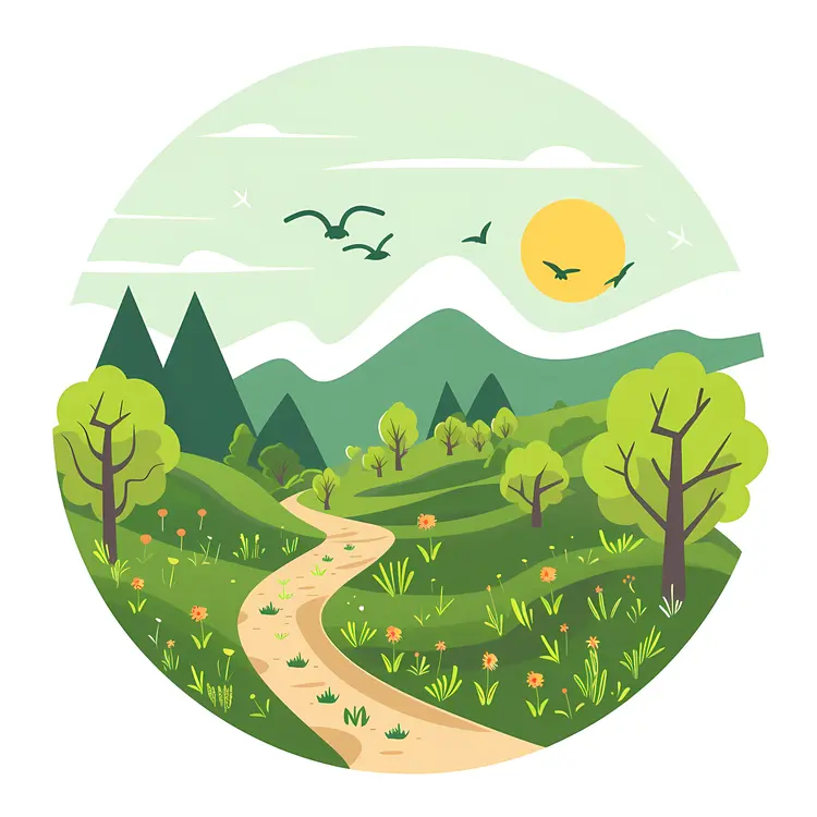 Scenic Mountain Landscape with Path