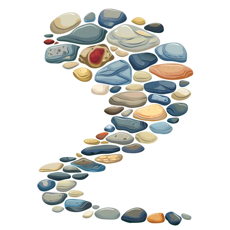 Colorful Stones Forming Number Two