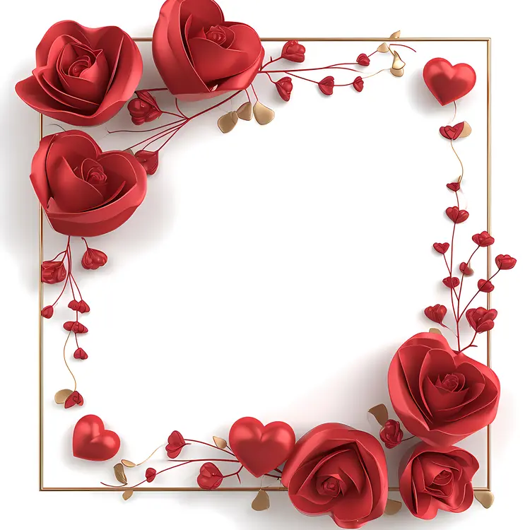 Red Roses and Hearts Frame