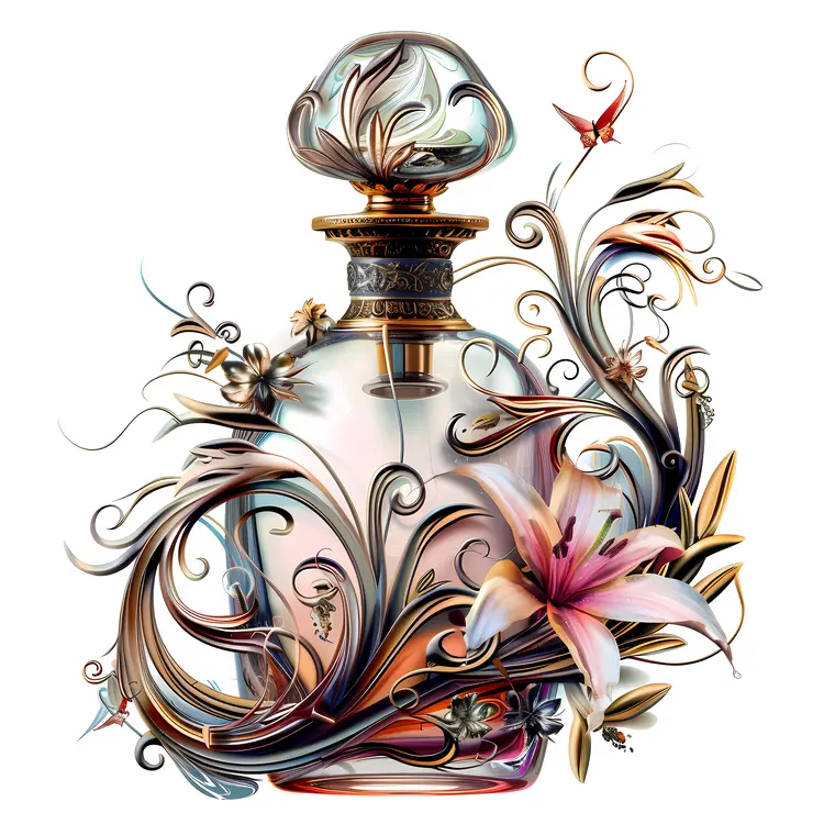 Elegant Ornate Perfume Bottle with Floral Design