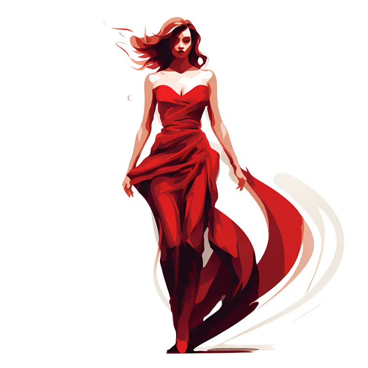 Elegant Woman in Red Dress