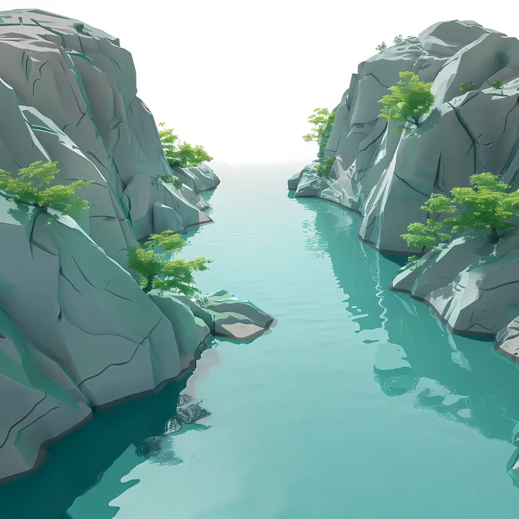 Mountain River with Cliffs