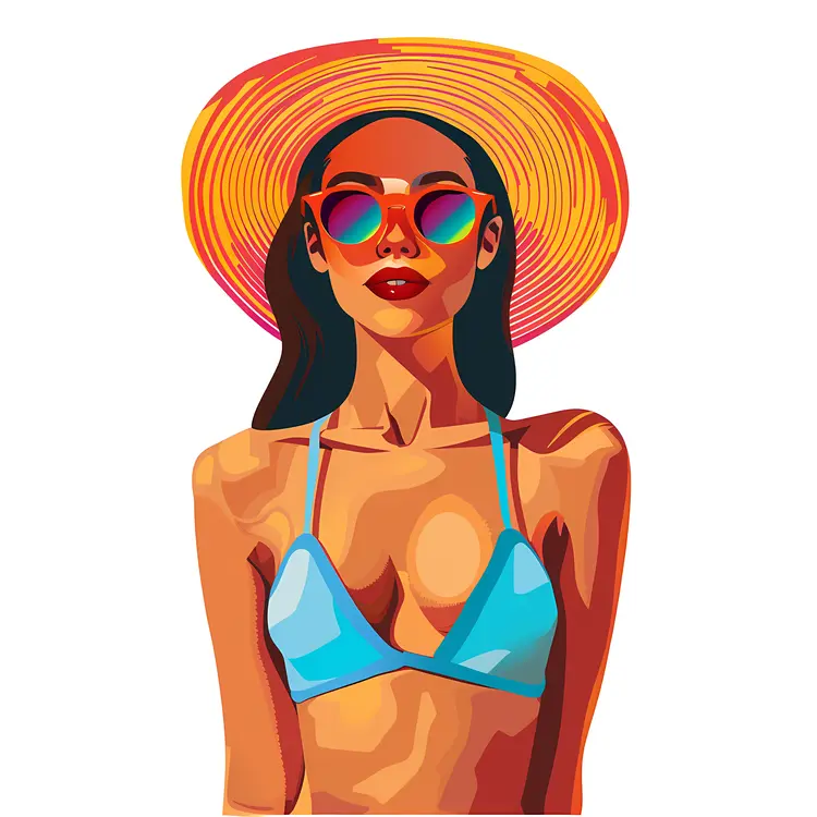 Woman in Bikini and Sunglasses