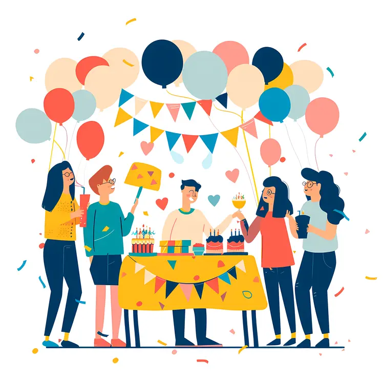 Birthday Party with Friends and Cake